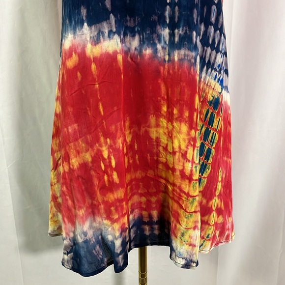 🛍 6 for $35 • Entro Tie Dye Cut Out Mock Neck Matilda Mini Dress - Picture 7 of 16